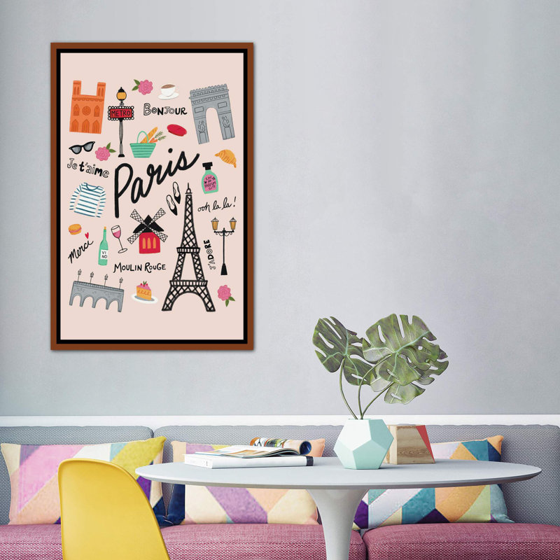«City Love II» par Nina Seven - impression d'art graphique, H 60 po x l 40po x P 1,5 po, Toile avec cadre en bois classique