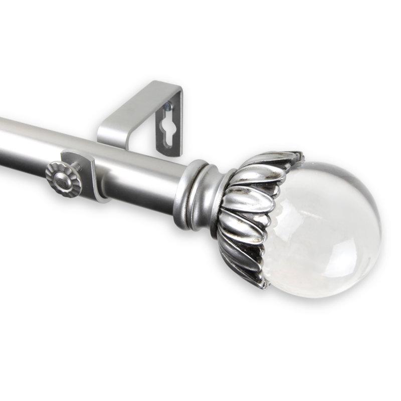 Tringle à rideaux simple Oconnor, l 120 po à 170 po, Nickel satiné