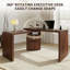 Bureau rotatif en L 90 po avec 3 tiroirs - finition noyer-1386653318
