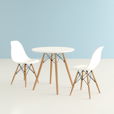 Modholic 32" Eiffel Table & Set of 2 Wood Legs Chairs