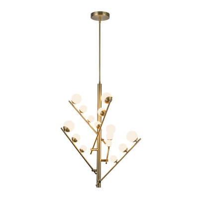 Lustre en verre opale DEL à 5 bras Cypress
