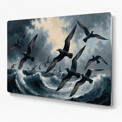 Oiseaux Sooty Shearwater, art mural en métal bleu