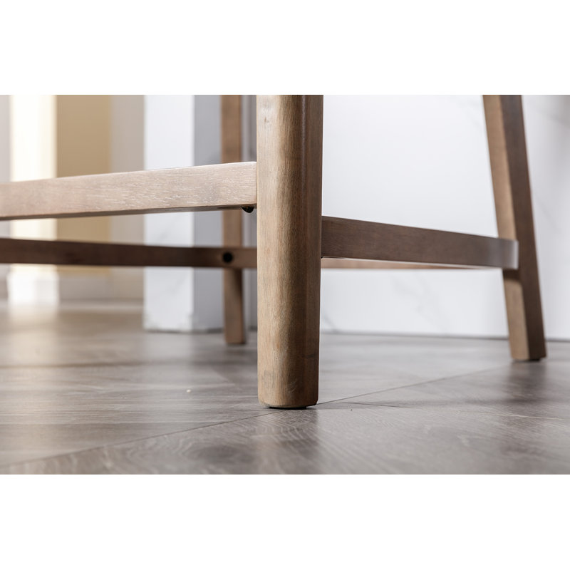 Alyssya Upholstered Counter Stool with Solid Wood Frame, Light Brown, Light Beige