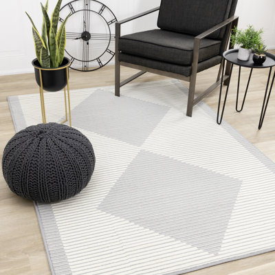 Vihana Geometric Gray Cream Area Rug