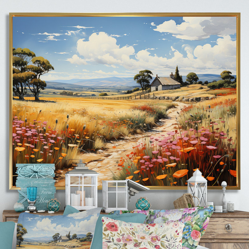 Farm Summer Fauvist Field IV, H 12 po x l 20 po x P 1 po, Cadre flottant doré