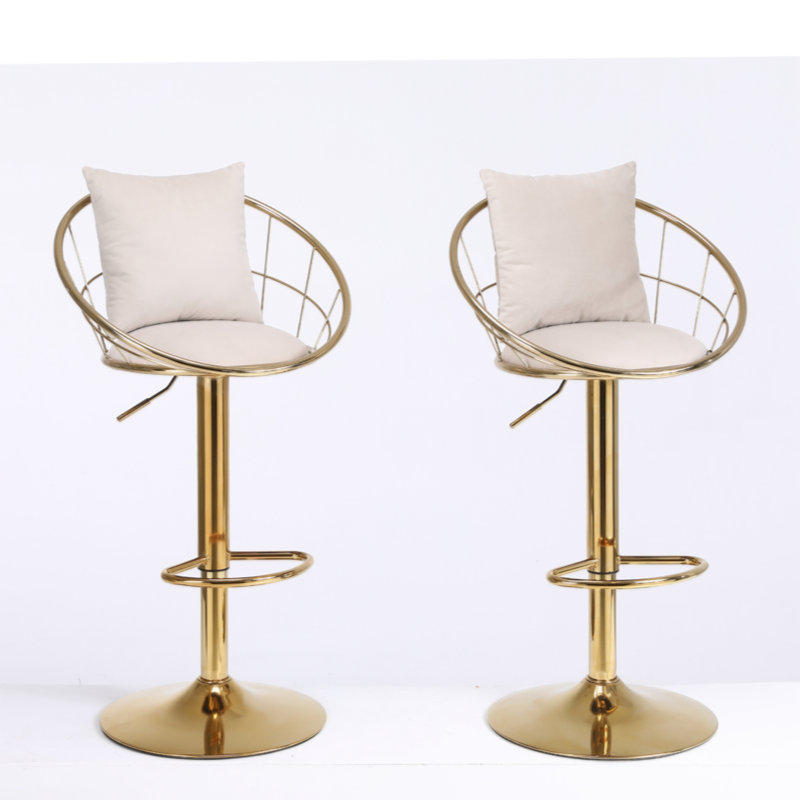 Elina Set of 2 bar Chair, 360 degree rotation, adjustable height, Off White