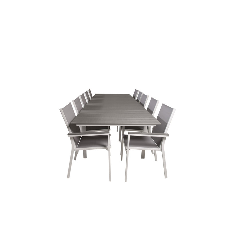 Faiyaz Rectangular 10 - Person 100Cm L Dining Set, White/Taupe