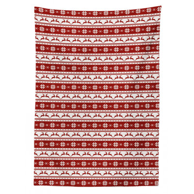 Tischdecke, Winter-Rotwild-Schneeflocke, Weihnachten, Weiß Rubin