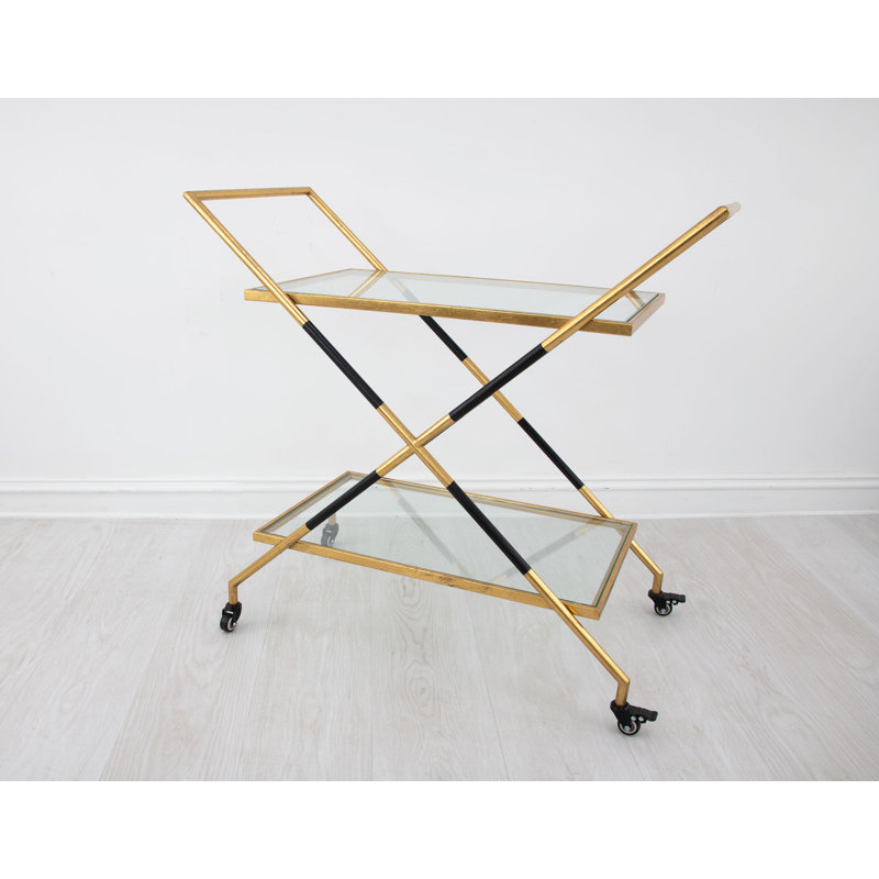 Lisa Bar Cart, Gold/Black