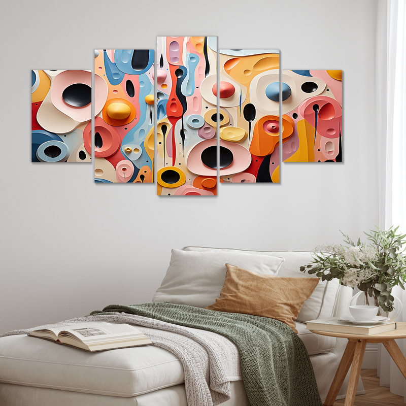 Art abstrait coloré coloré, tourbillons liquides II - formes abstraites modernes, art mural sur toile