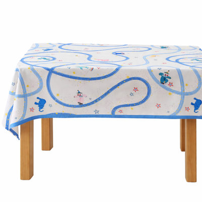 Whimsical Fun Animal & Star Print Playful Circus Scalloped Tablecloth 56" X 71"