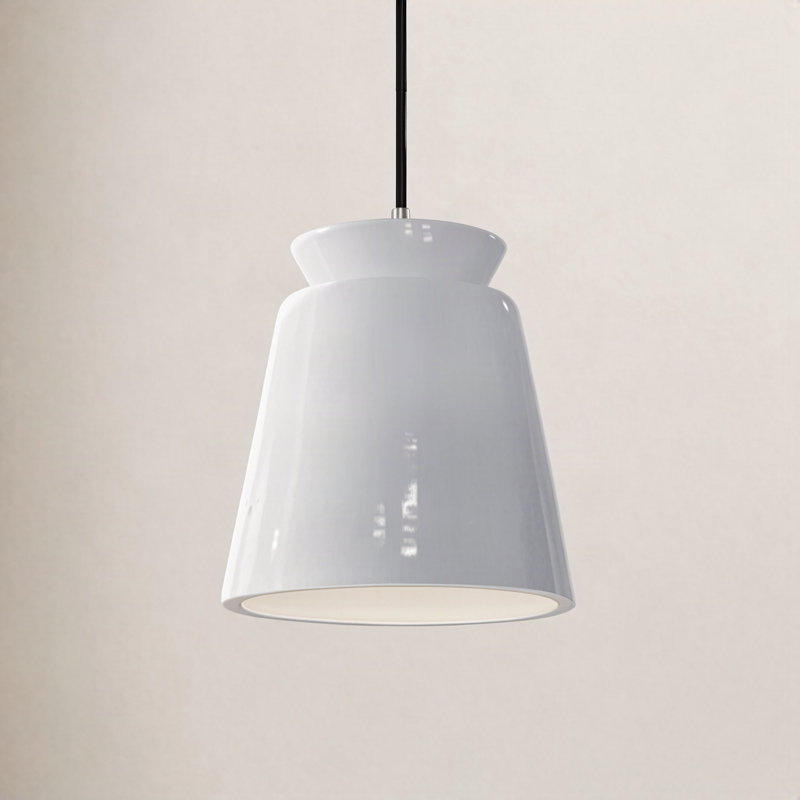 Luminaire suspendu conique à 1 lumière Logan, Argent antique, Nickel brossé, DEL (intégrée)