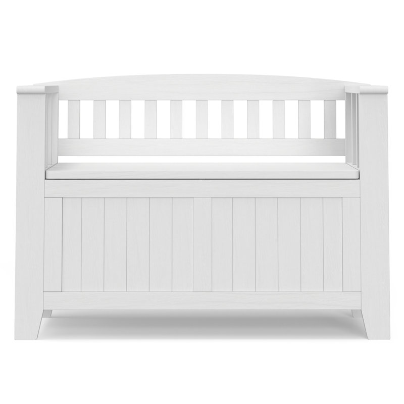 Acadian 48"W Solid Wood Transitional Storage Bench, White, 25.2" H x 36" W x 17" D