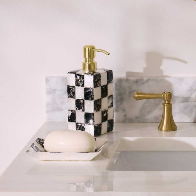 Rosy Check Capiz Soap Pump, Black/White/Gold