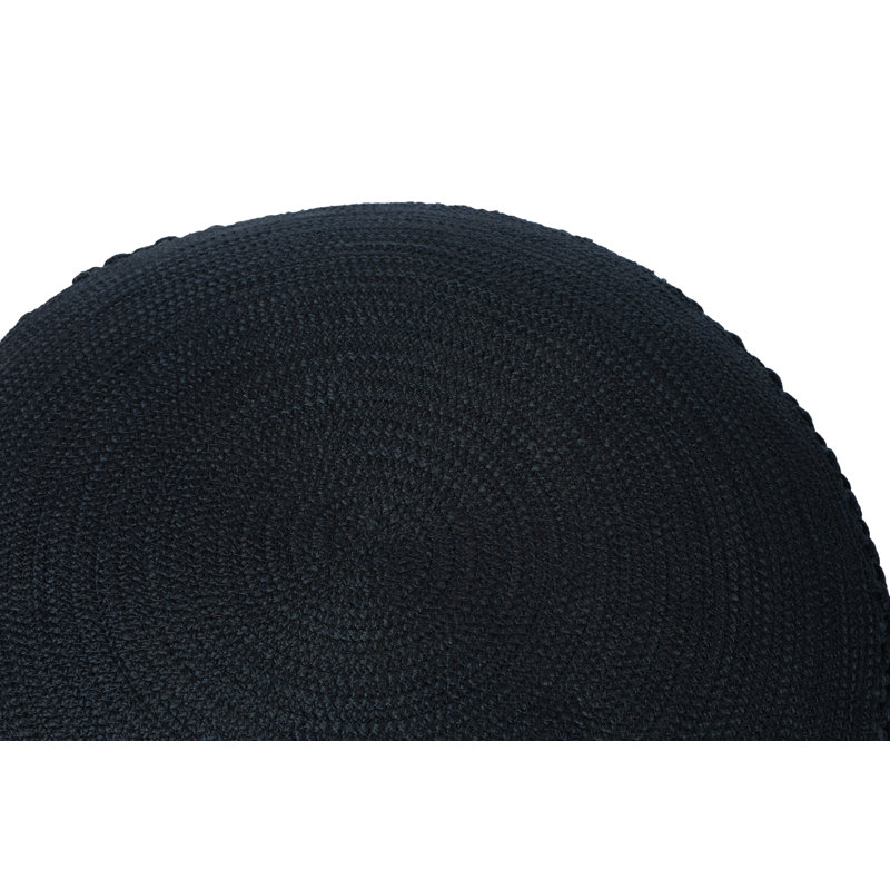 Repose-pieds rond avec rangement de 20 po de largeur, Mélange de coton bleu marine