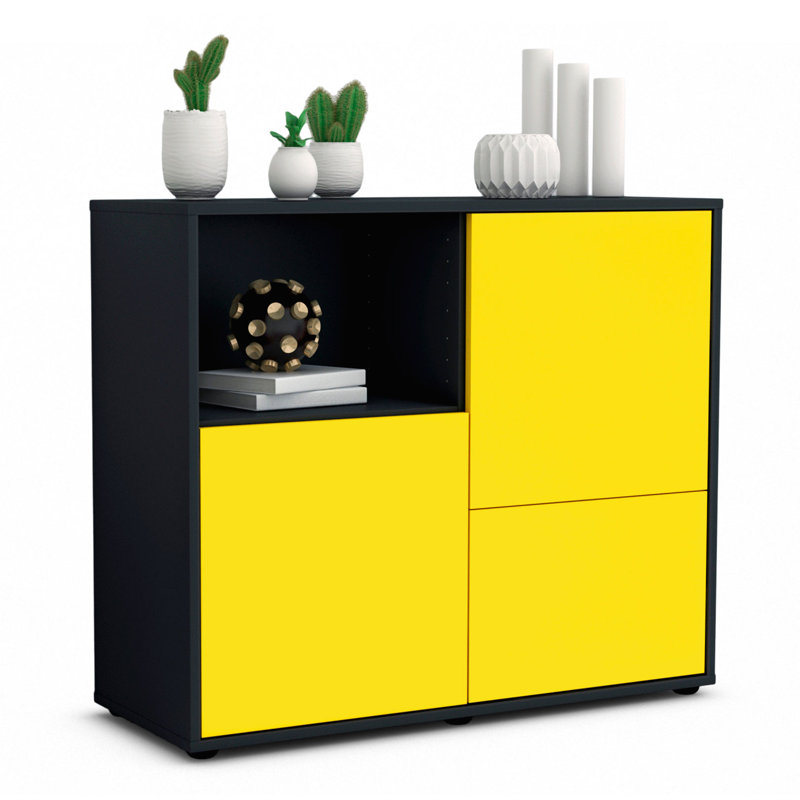 Powhattan 92cm Sideboard, Charcoal/Yellow
