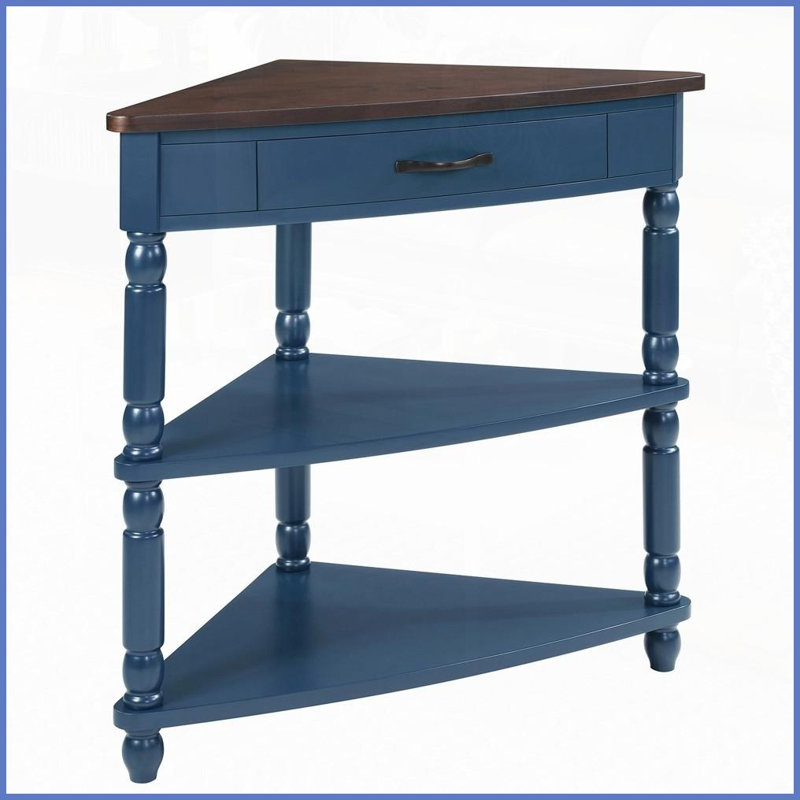 Table basse triangulaire peu encombrante pour petits espaces, 3 niveaux avec pieds en bois massif et amp; Assemblage facile
