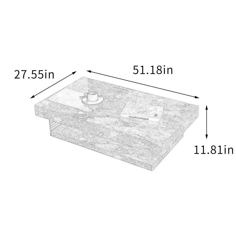 Table basse Minimalist, 11.81" H x 51.18" L x 27.55" W, Rose / bleu sarcelle