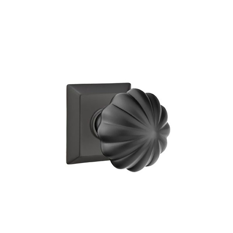 Ensemble de faux boutons Emtek avec bouton Quincy Rosette et Melon, Dos plat