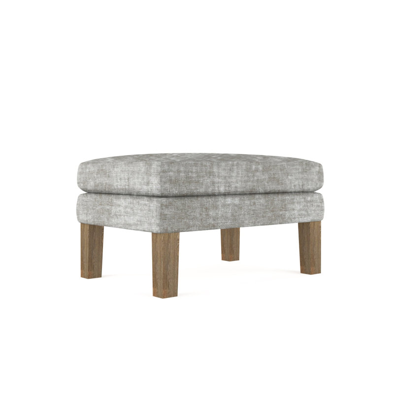 Charlton Ottoman, Plush Velvet Blue Print, Weathered