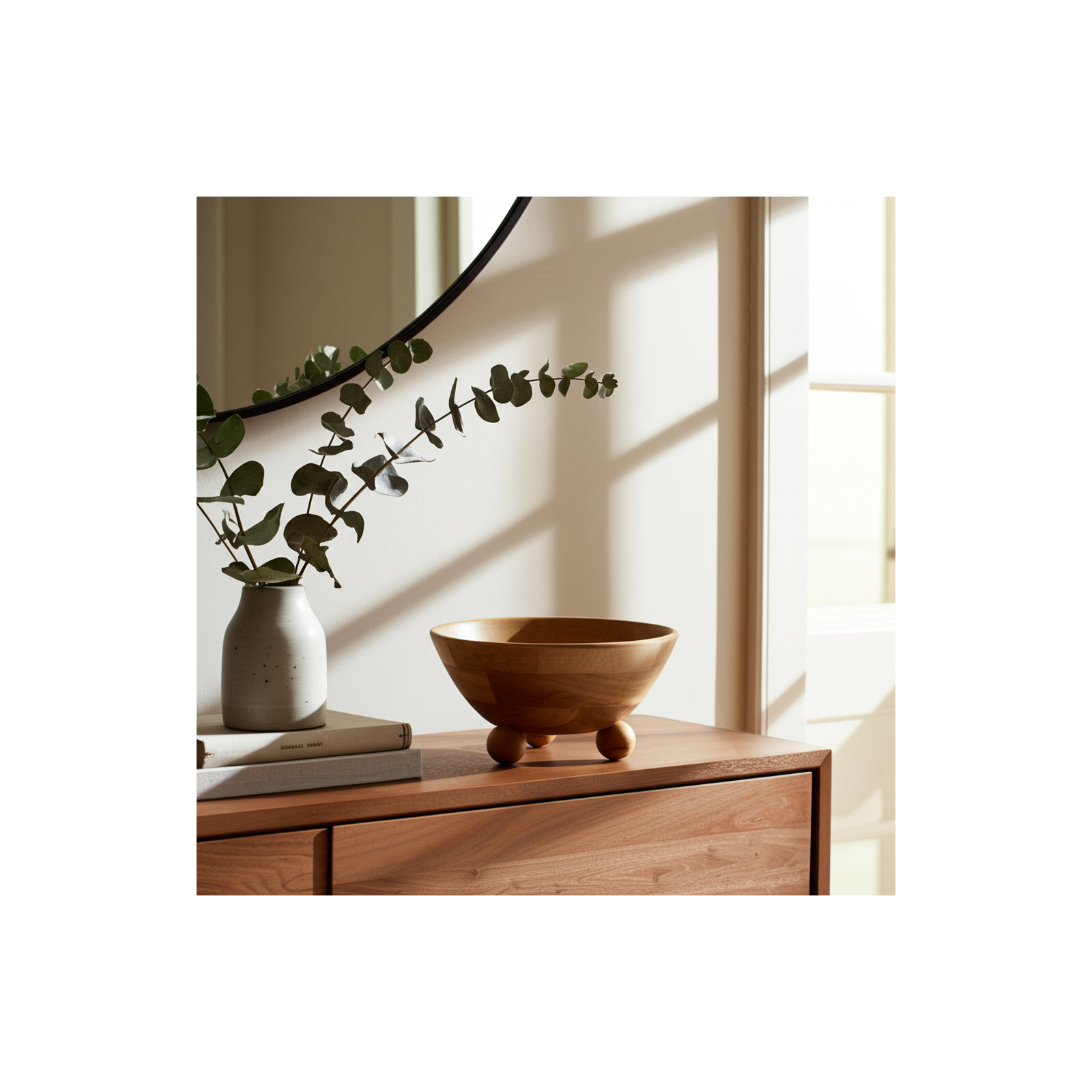 12" Bowl With Ball Feet, Brown