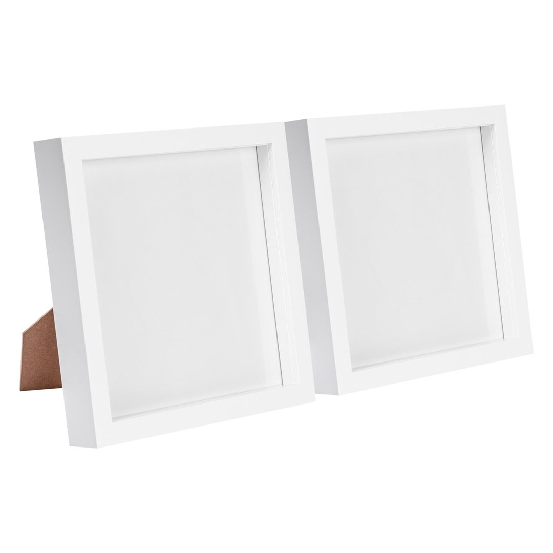 Nicola Spring - 3D Box Photo Frames - 8" x 8" - White