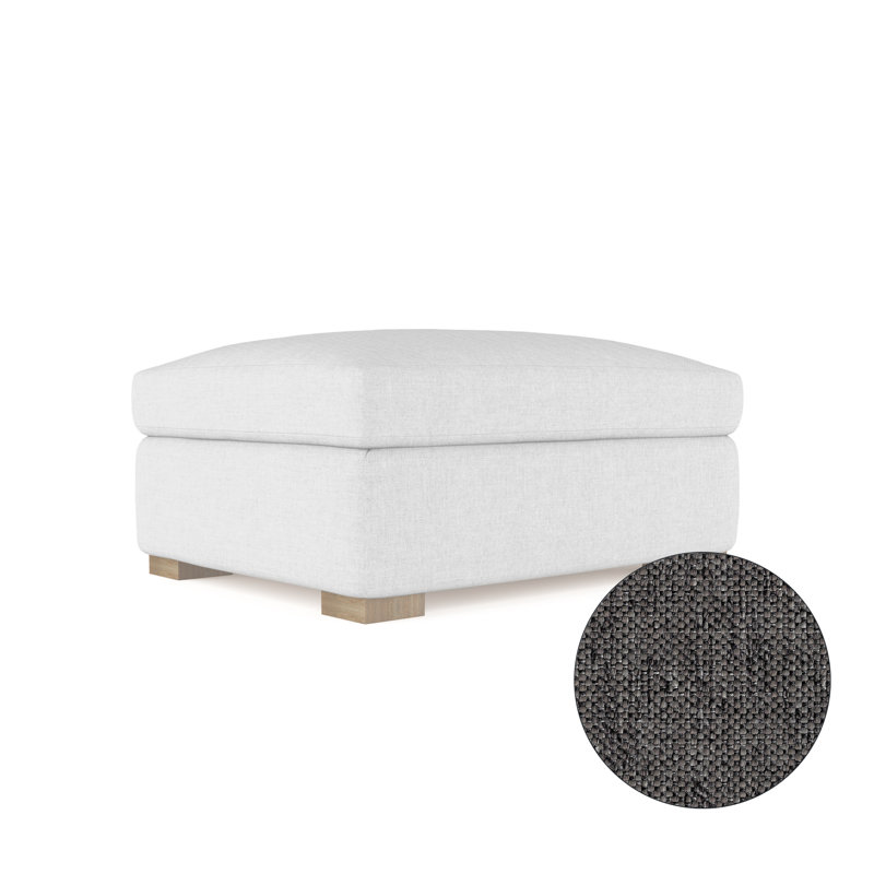 Crosby Ottoman, Plush Velvet Oyster, Dark Brown