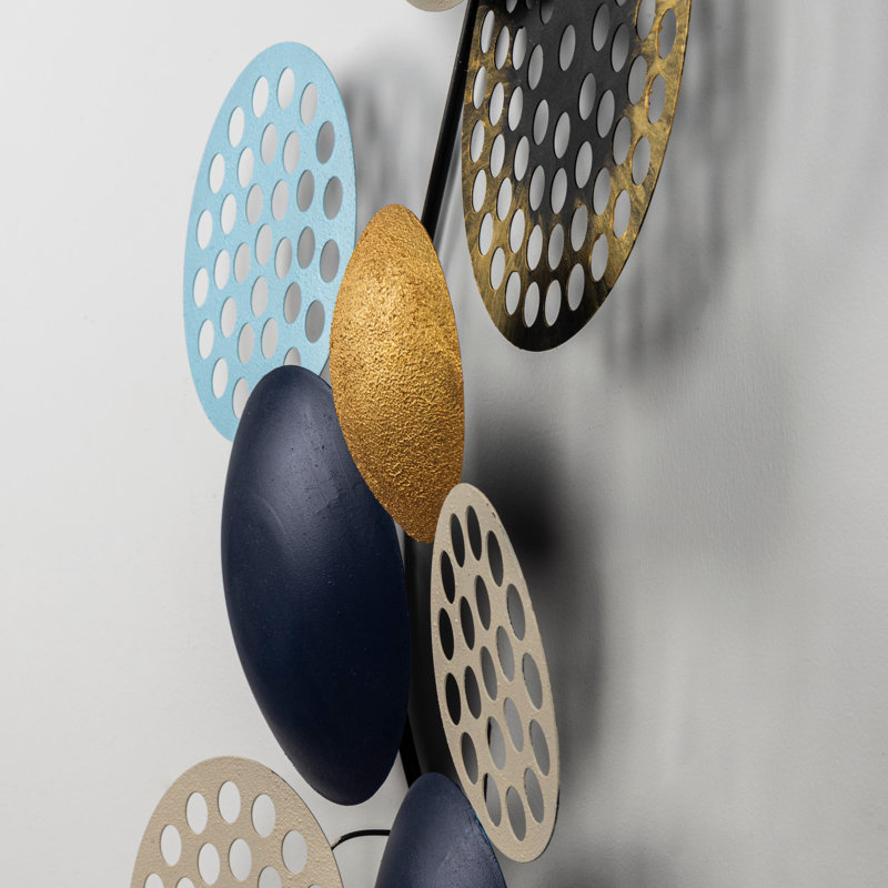 Hand-Painted Decorative Metal Wall Accessory, 35.4 x 16.5 inches | 100% Metal, Thickness: 0.03 inches | Unique Design with Color Variations | Perfect for Home Decor, Living Room & Office Aesthetic