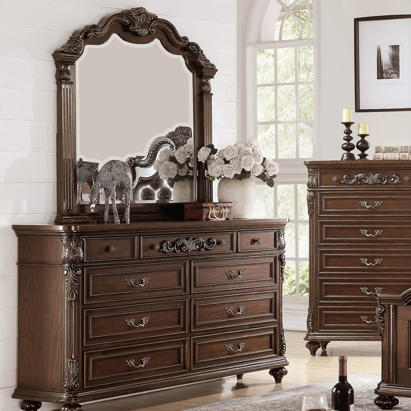Mobilier de chambre à coucher avec tiroirs traditionnels en cerisier traditionnel / noyer antique