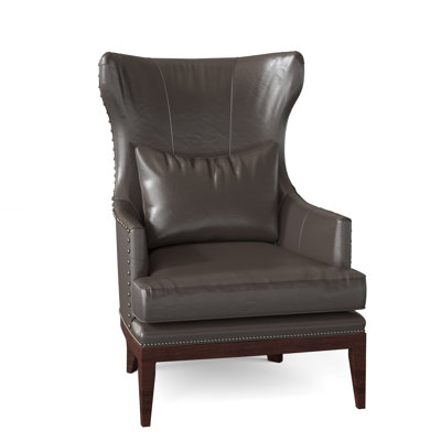 Fauteuil à oreilles en cuir véritable l 30,5 po Somma