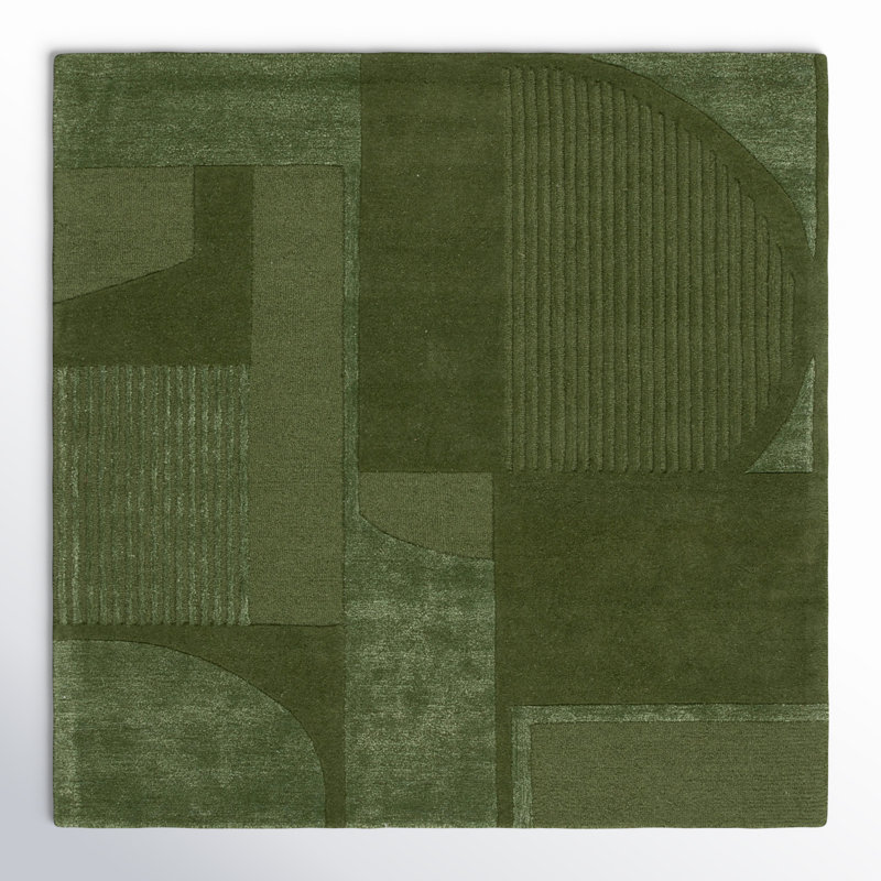 Mesmer Hand Tufted Wool, Viscose, Cotton Geometric Rug, Square 6'