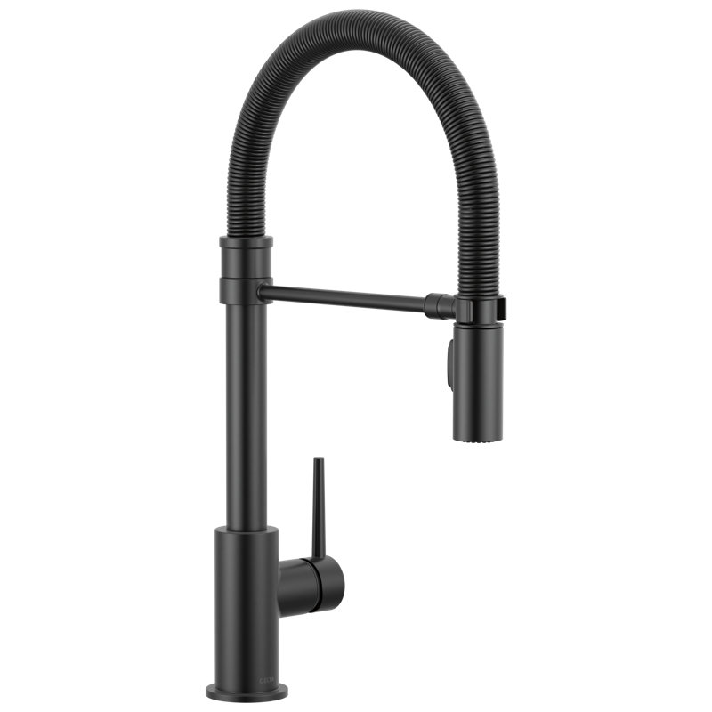 Trinsic Pro Style Commercial Kitchen Faucet with Pull Down Sprayer, Single Hole Matte Black Kitchen Sink Faucet, Single Handle, Matte Black