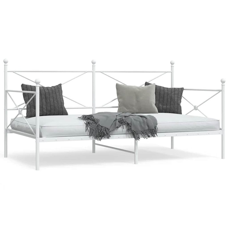 Day Bed Without Mattress Steel, 113 x 208cm, White, None