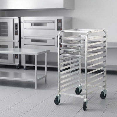 10-Tier Aluminum Bun Pan Rack, 26" W x 20" D x 39" H NSF Certified Rolling Bakery Cart with Brake Wheels for Commercial Kitchen & Home
