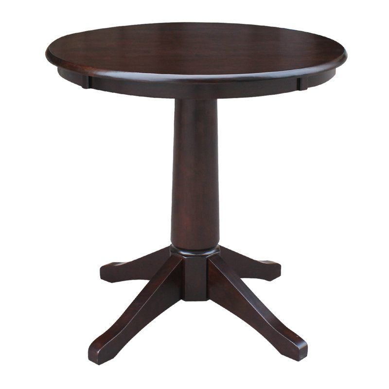 Imilia Solid Wood Pedestal Dining Table, Rich Mocha, 29.9" H x 30" L x 30" W