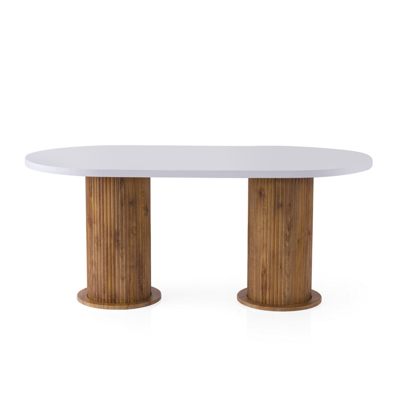 Modern White Dining Table, 70.9 x 30.3 x 35.4 Inches | 100% Melamine Coated Particle Board, Thickness: 0.7 Inches | Durable Plastic Legs, 220 Lbs Bearing Capacity | Stylish Solid Color Design for Contemporary Homes
