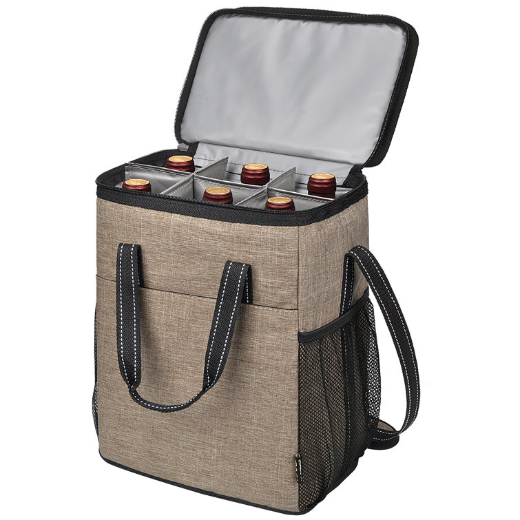 6 Bottle Wine Carrier Bag, Reusable Wine Bottle Tote Bag, Portable Wine  Travel Bag with Handle for Picnic, Camping, Travel, Wine Tasting, Party