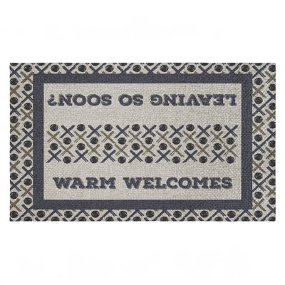Tapis de porte d'extérieur Warm Welcome & Leaving bientôt, par Arrolynn Weiderhold, 18 po x 30 po