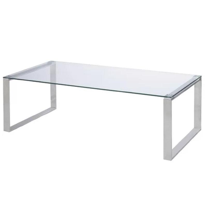 Table basse traîneau Huxley, H 16 po x L 39 po x l 18 po, Argent