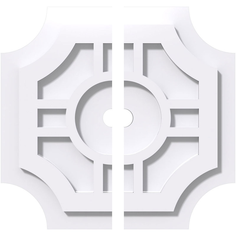12'' White PVC Contemporary Two-Piece Ceiling Medallion