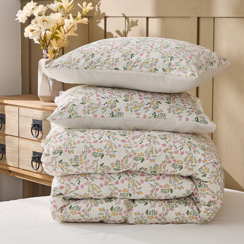 Gogreen 100% Cotton 3 Pieces Luxury Twin Duvet Cover Floral, Soft & Breathable Twin Bedding Sets, Pattern Twin Comfy Duvet Cover, with Zipper Closure