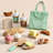 17-Piece Wooden Bakery Food Playset with Pastries, Coffee and Shopping Bag for Pretend Kitchen and Cafe Play