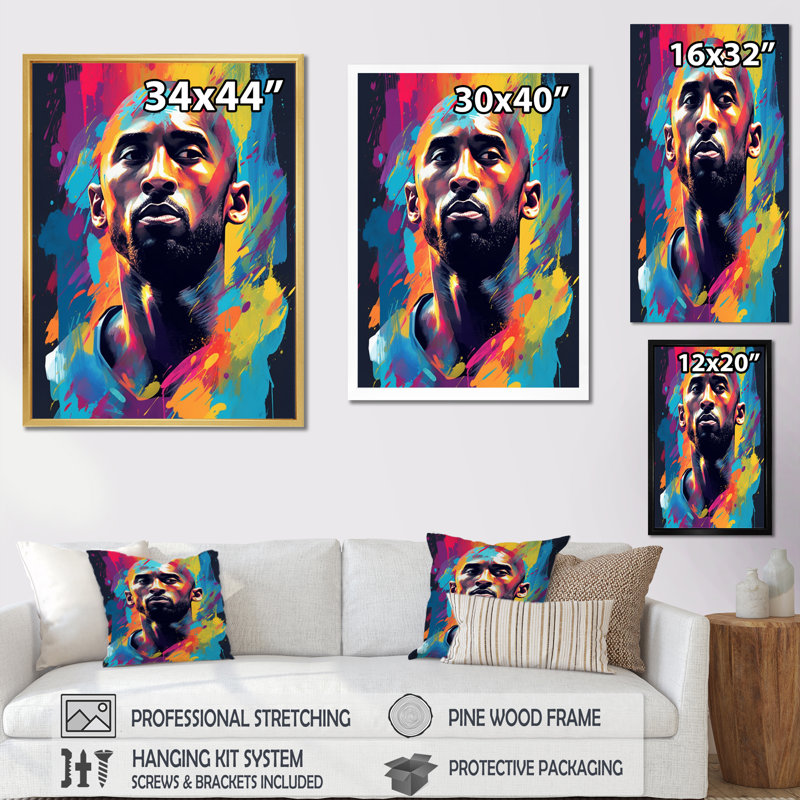«Kobe Memory II», reproduction sur toile, H 20 po x l 12 po x P 1 po, Cadre flottant doré