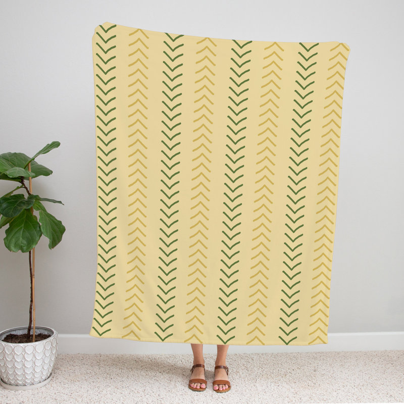 Jeté , L 50 po x L 60 po, Jaune/vert, Chevrons