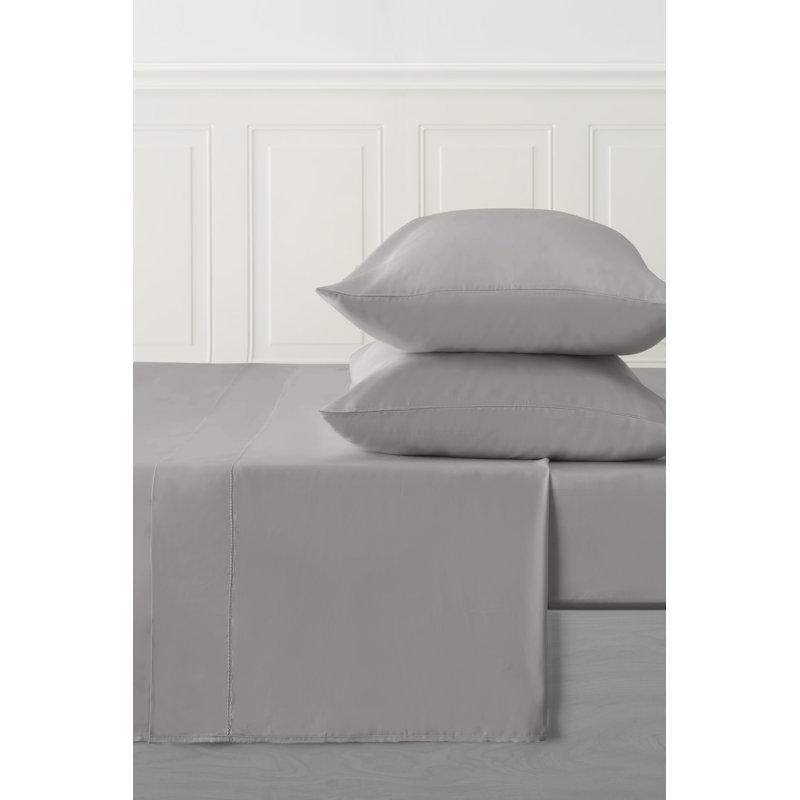 Ensemble de literie en rayonne, Perle noire, Ensemble de draps pour grand lit avec 2 taies d'or