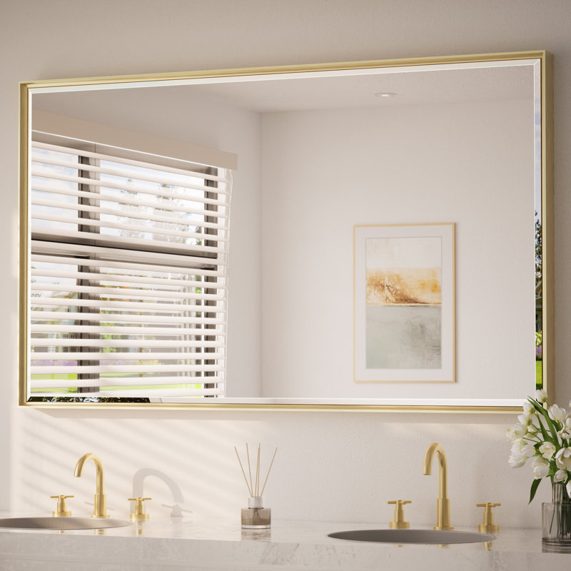Miroir de salle de bain Areiona, 36 po x 60 po, Or brossé