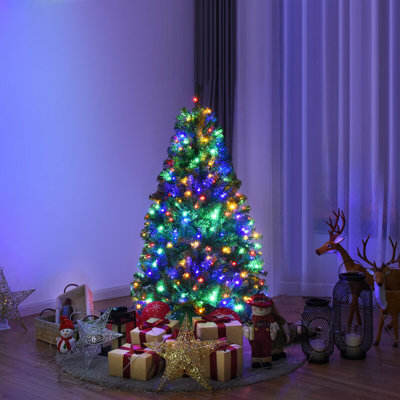 Artificial PVC Premium Hinged Christmas Tree with LED Light and Metal Stand, Green