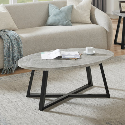Modern Harmony Wood Oval Coffee Table