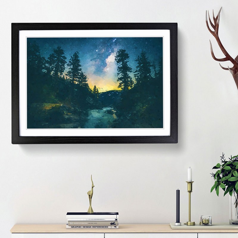 Mountain Stream in Abstract - Picture Frame Graphic Art Print, 27cm H x 36cm W x 2cm D, Black Framed