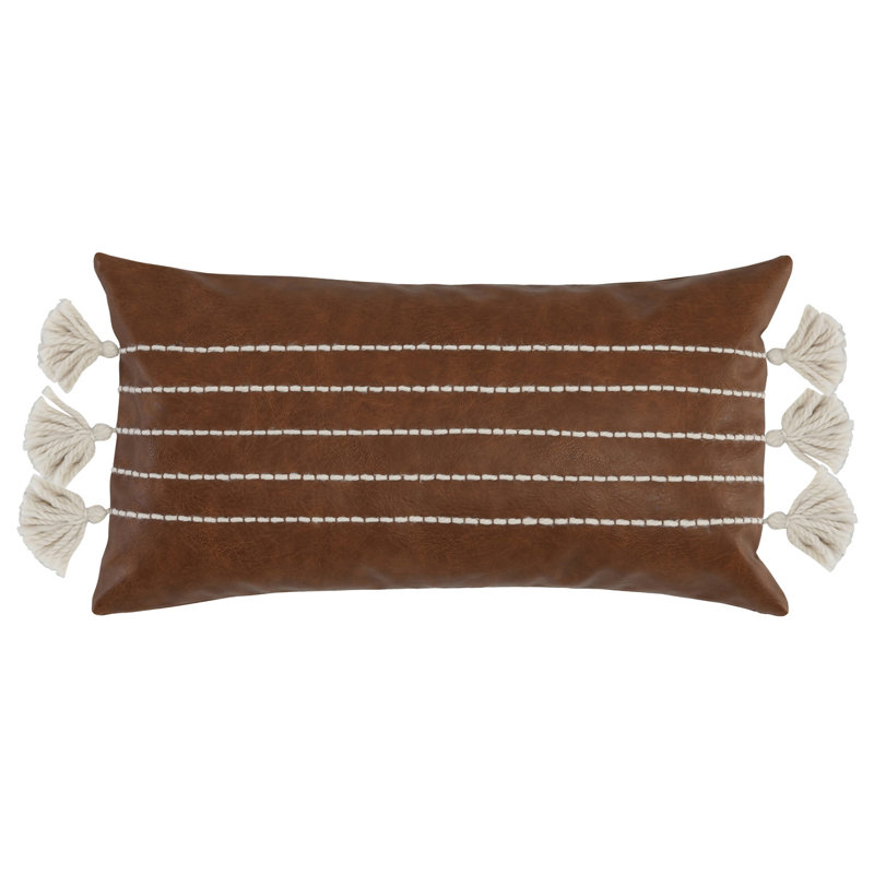 Striped Reversible Throw Pillow, Brunt/White